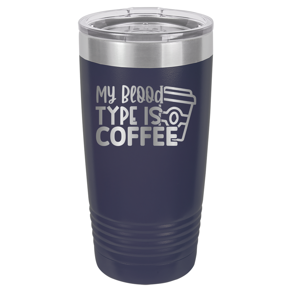 My Blood Type Is Coffee - 20oz Polar Camel Tumbler - Navy image
