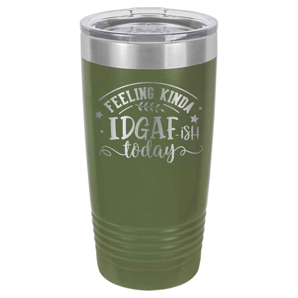 Kinda Feeling IDGAFish Today - 20oz Polar Camel Tumbler - Olive Green image