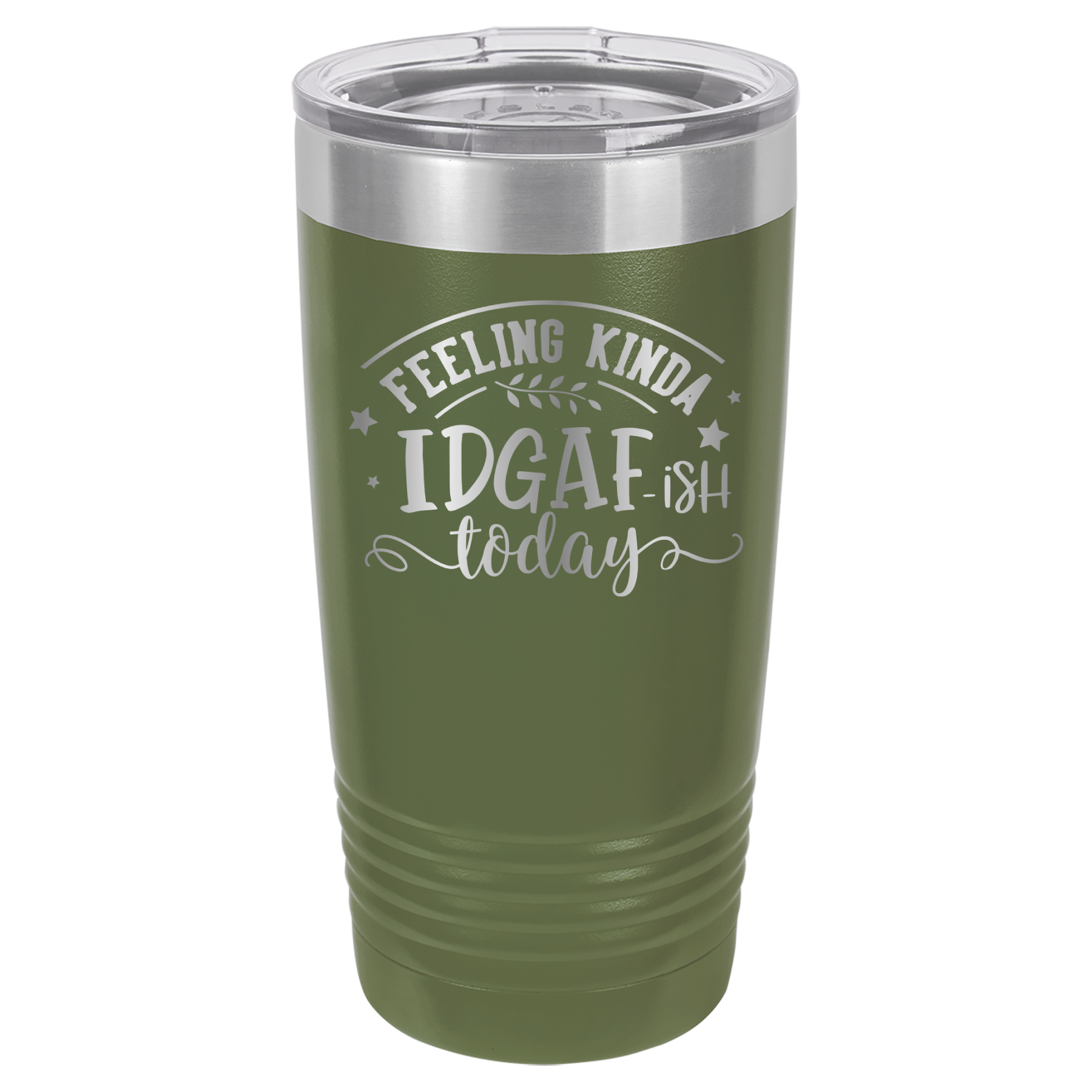 Kinda Feeling IDGAFish Today - 20oz Polar Camel Tumbler - Olive Green image