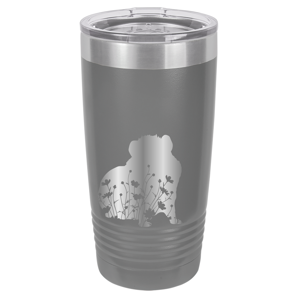 Floral Guinea Pig Design - 20oz Polar Camel Tumbler - Gray image