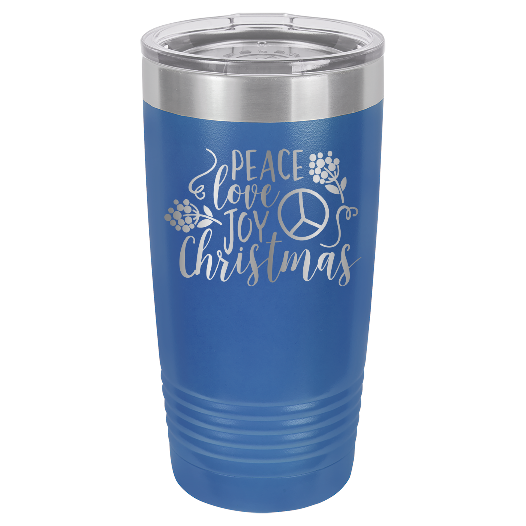 Peace Love Joy - Christmas - 20oz Polar Camel Tumbler - Royal Blue image
