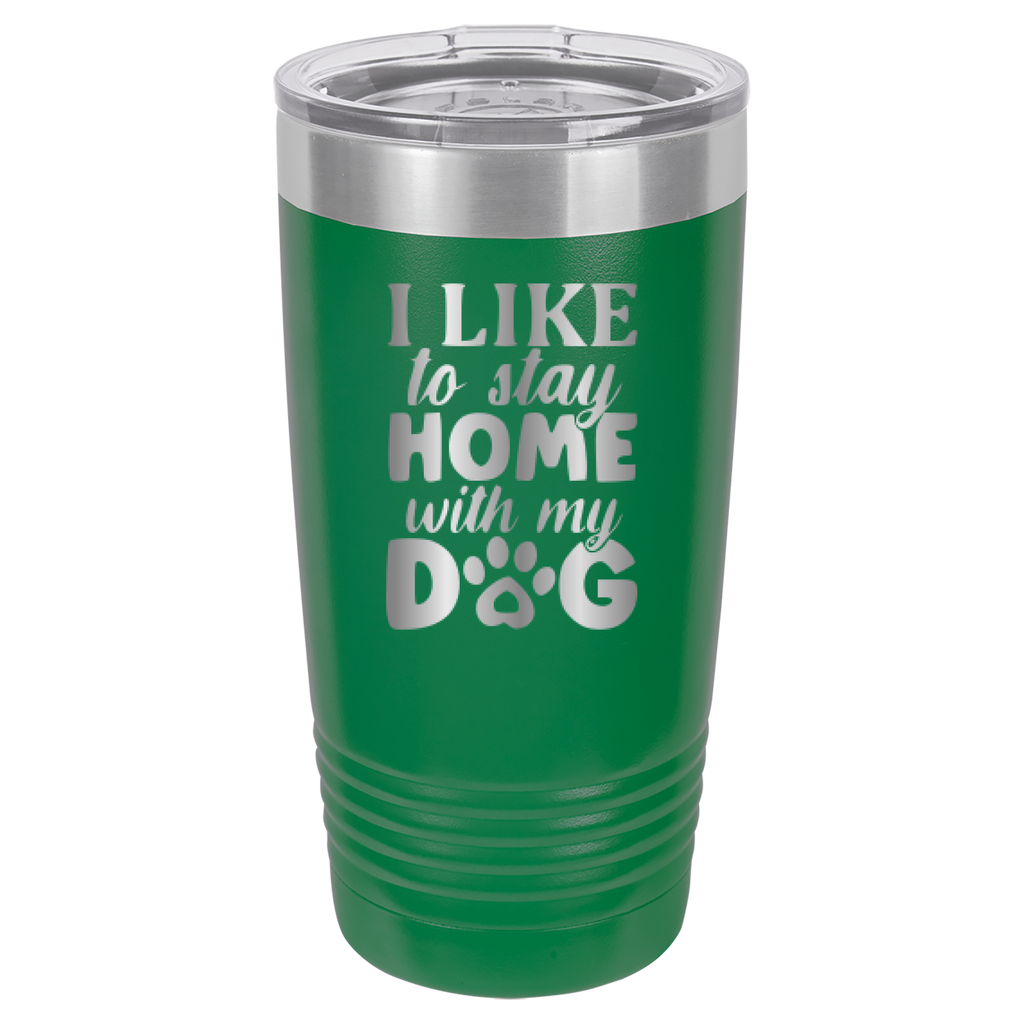 I Like To Stay Home With My Dog - 20oz Polar Camel Tumbler - Green image