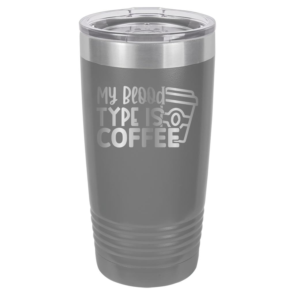 My Blood Type Is Coffee - 20oz Polar Camel Tumbler - Gray image