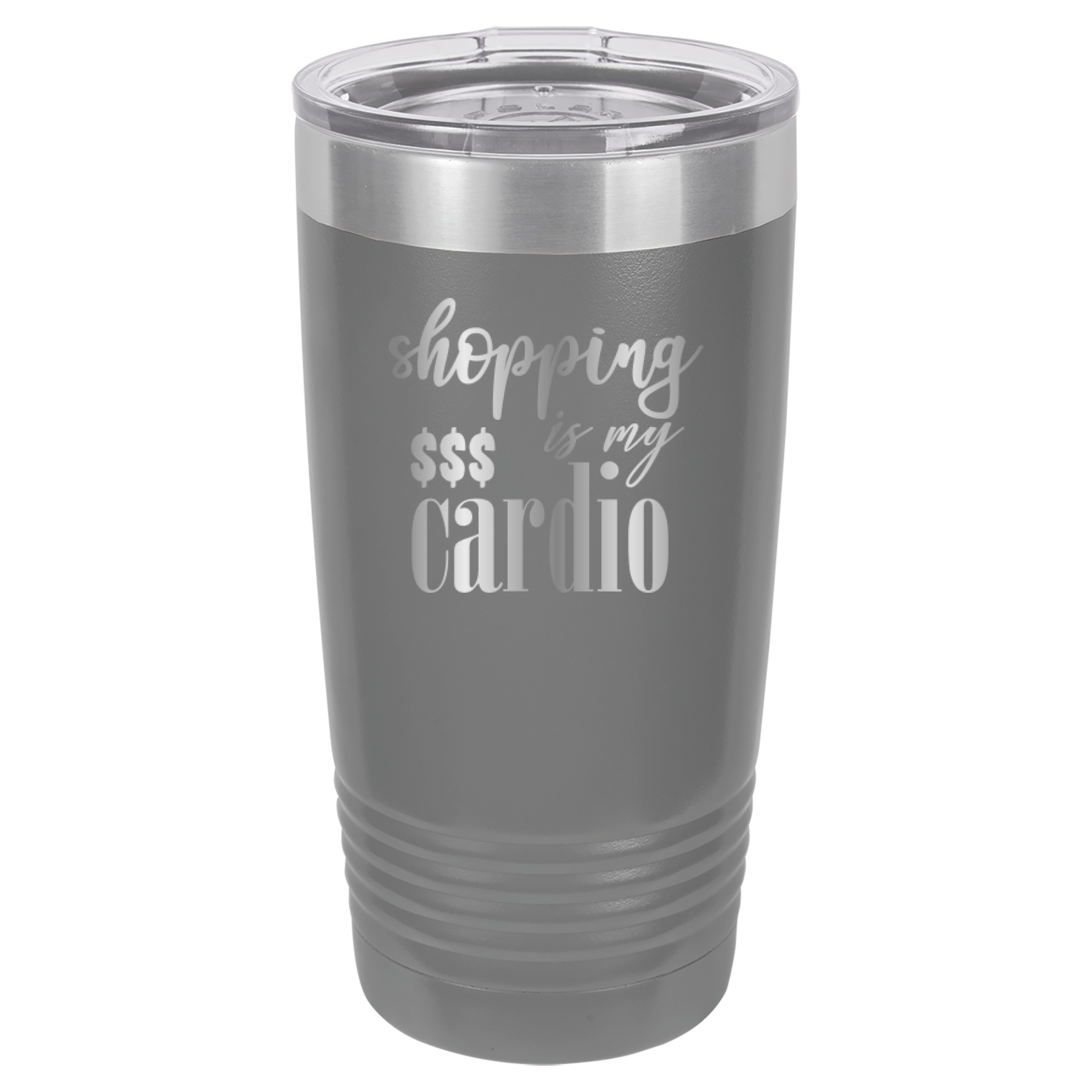 Shopping Is My Cardio - 20oz Polar Camel Tumbler - Gray image
