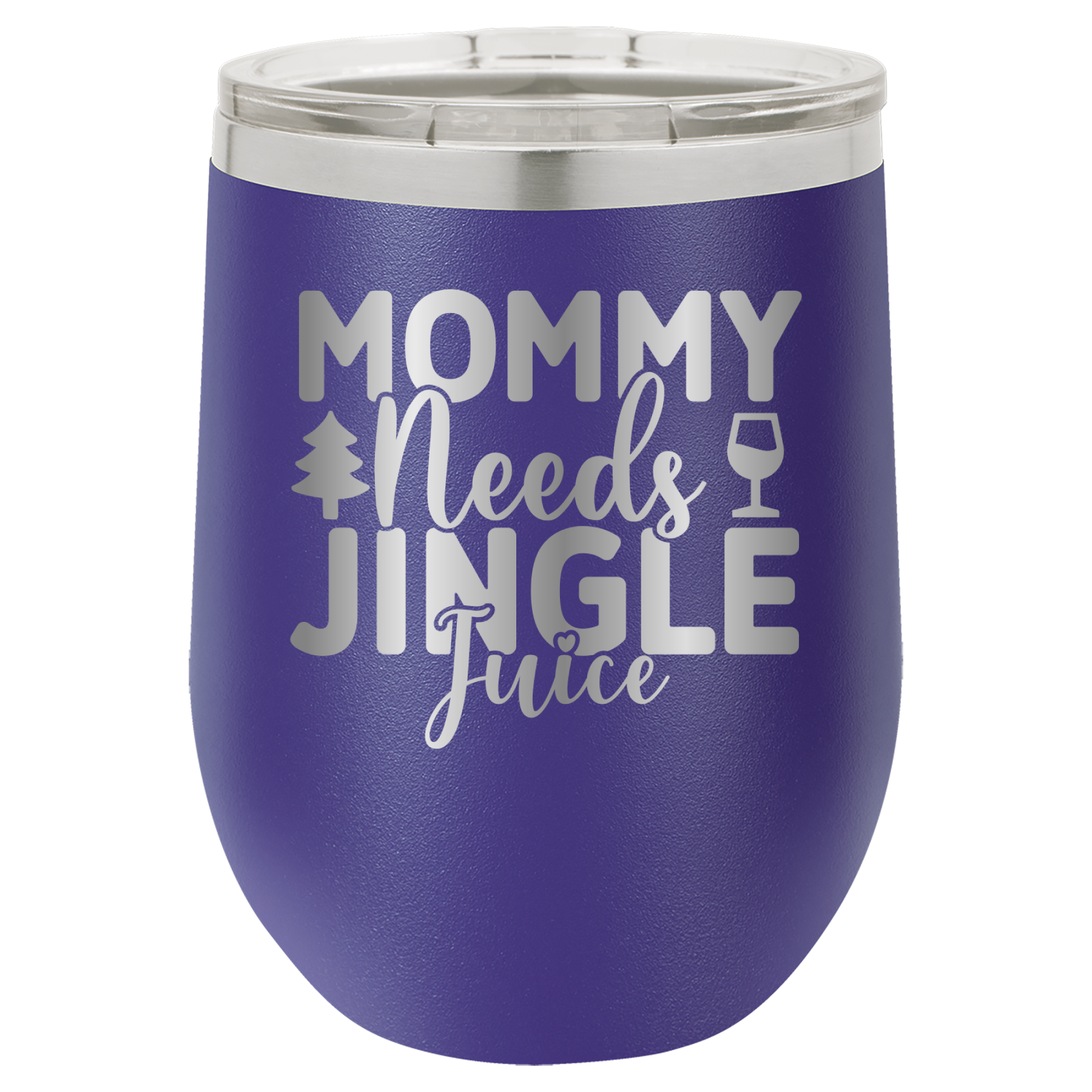 Mommy Needs Jingle Juice - 12oz Polar Camel Wine Tumbler - Purple image