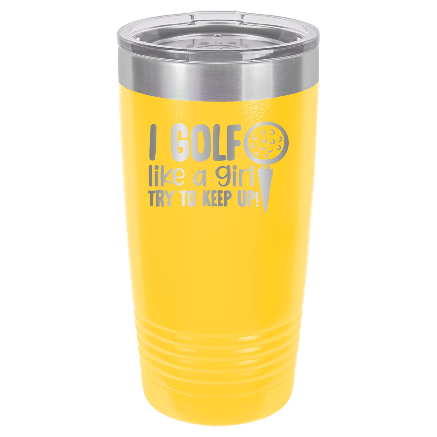 I Golf Like A Girl, Try To Keep Up - 20oz Polar Camel Tumbler - Yellow image