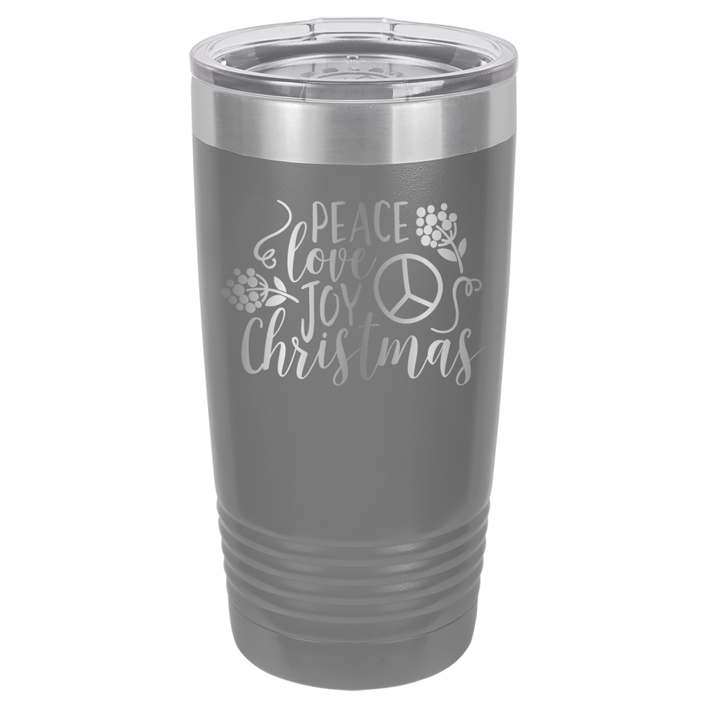 Peace Love Joy - Christmas - 20oz Polar Camel Tumbler - Gray image