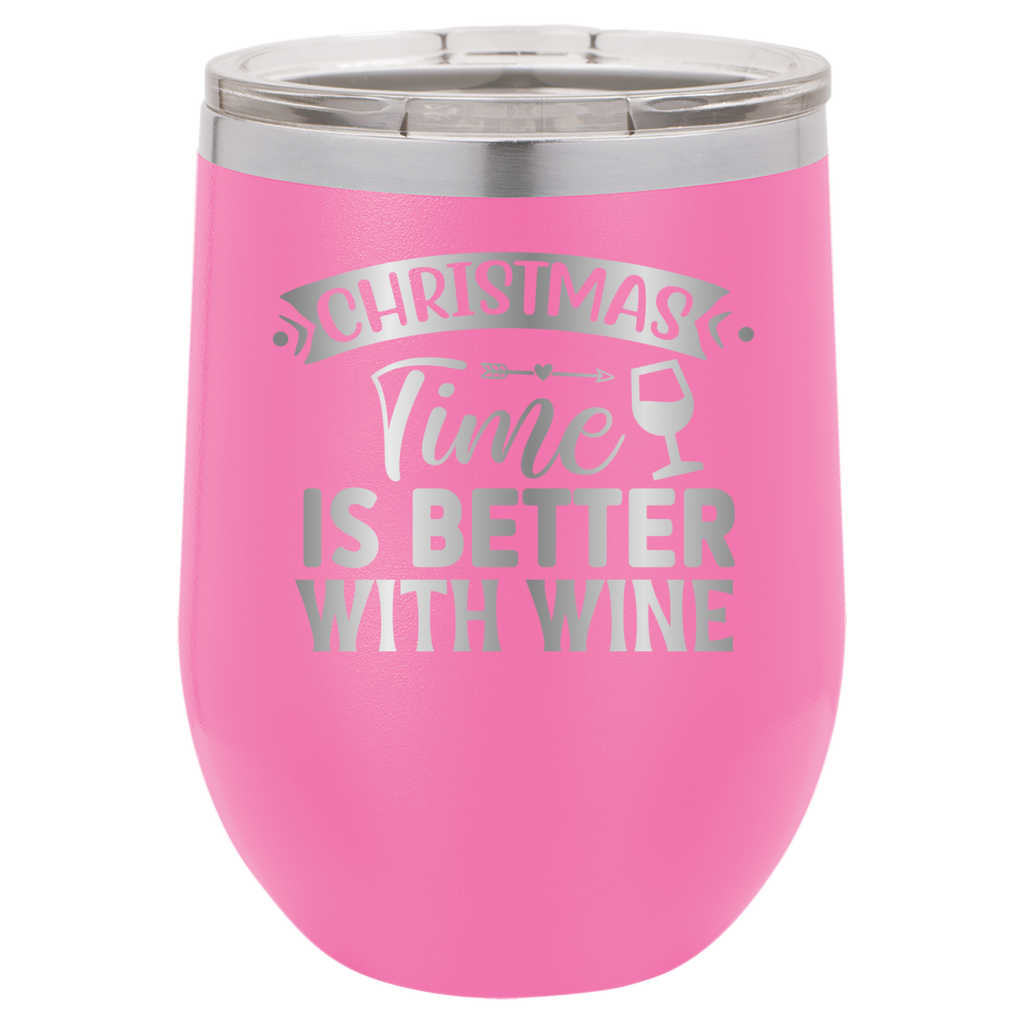 Christmas Time Is Better With Wine - 12oz Polar Camel Wine Tumbler image 13