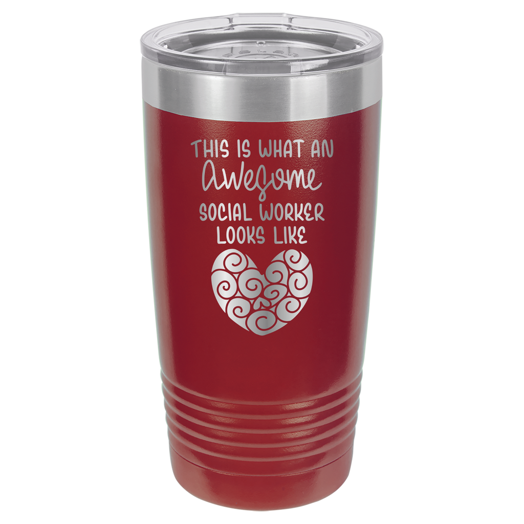 This Is What An Awesome Social Worker Looks Like - 20oz Polar Camel Tumbler - Maroon image
