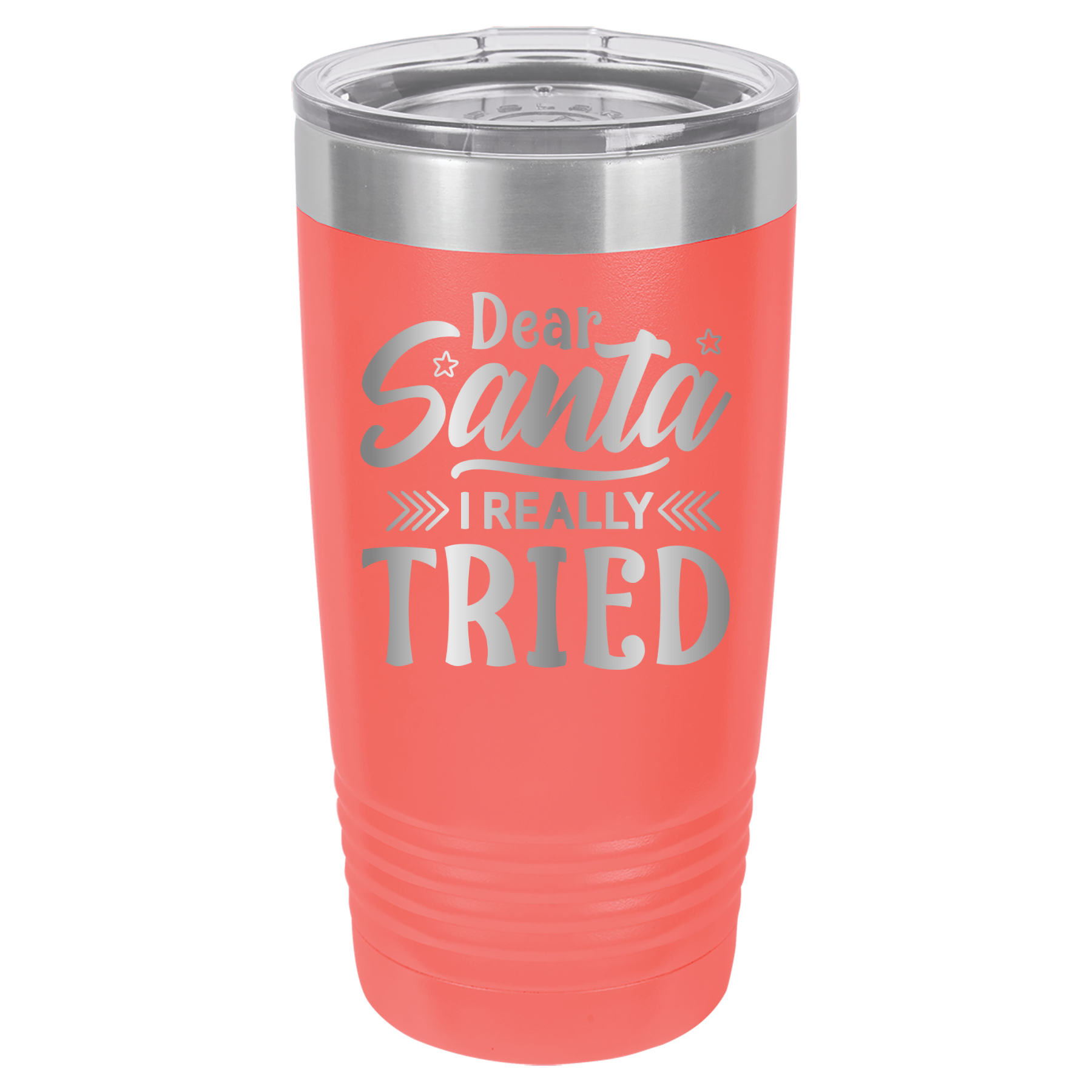 Dear Santa I Really Tried - 20oz Polar Camel Tumbler - Coral image