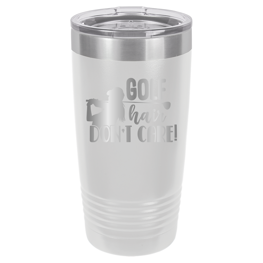 Golf Hair, Don't Care - 20oz Polar Camel Tumbler - White image