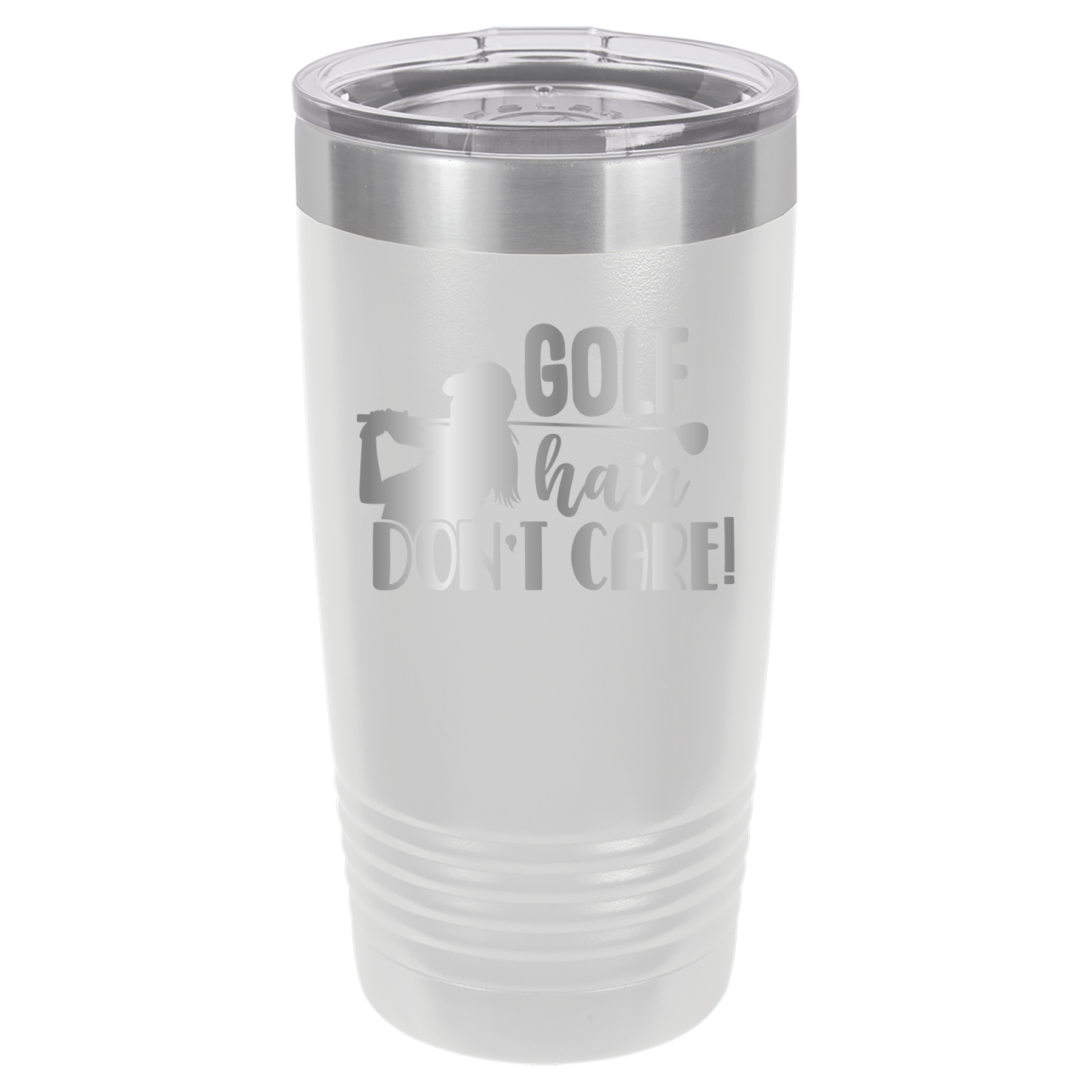 Golf Hair, Don't Care - 20oz Polar Camel Tumbler - White image