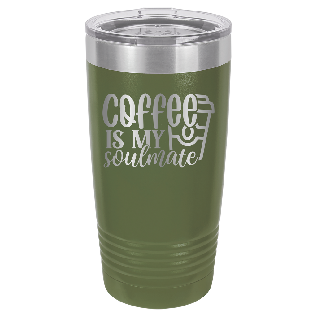 Coffee Is My Soulmate - 20oz Polar Camel Tumber - Olive Green image