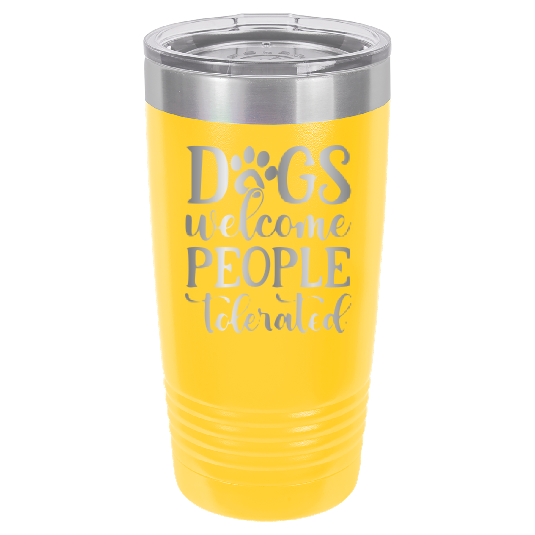 Dogs Welcome People Tolerated - 20oz Polar Camel Tumbler - Yellow image