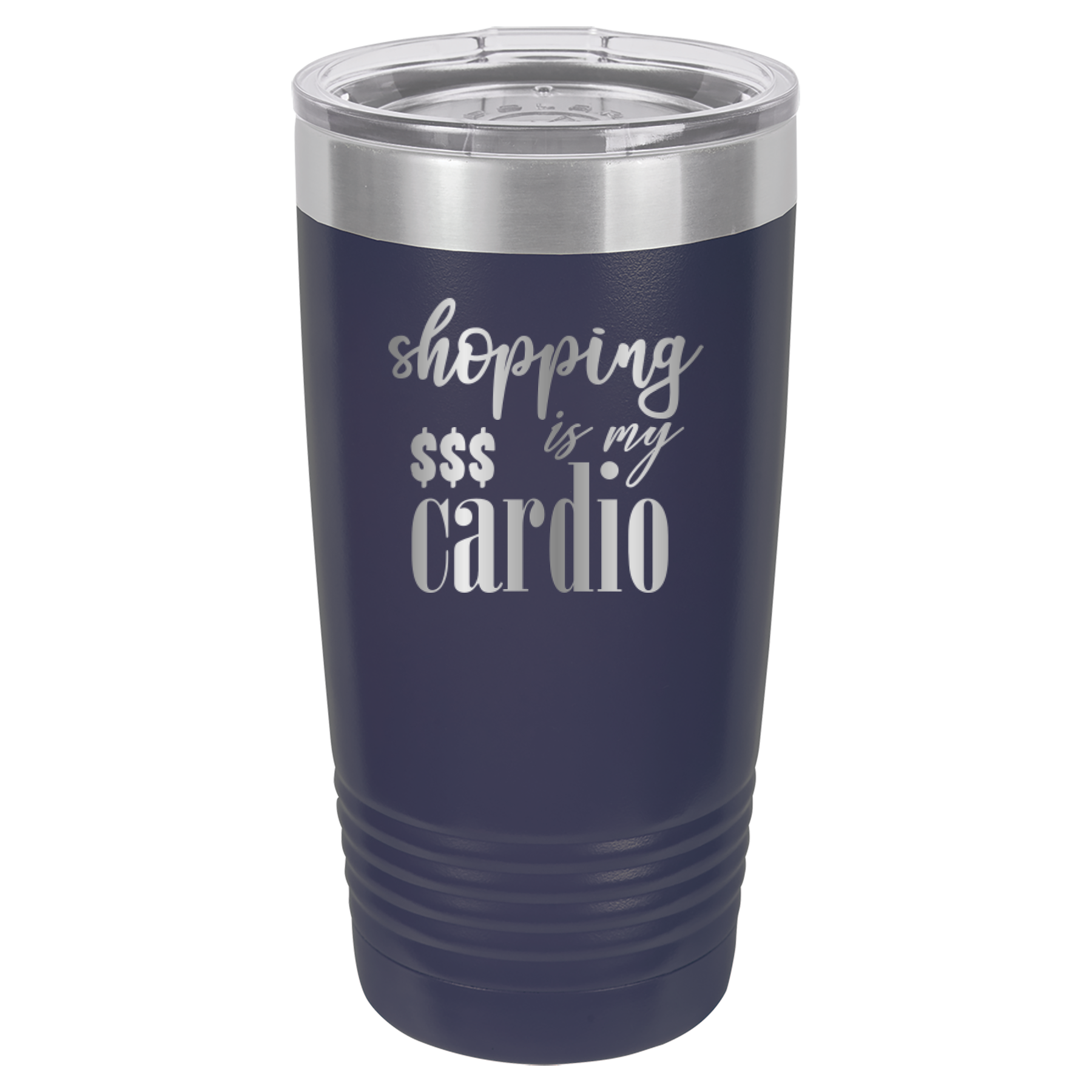 Shopping Is My Cardio - 20oz Polar Camel Tumbler - Navy image
