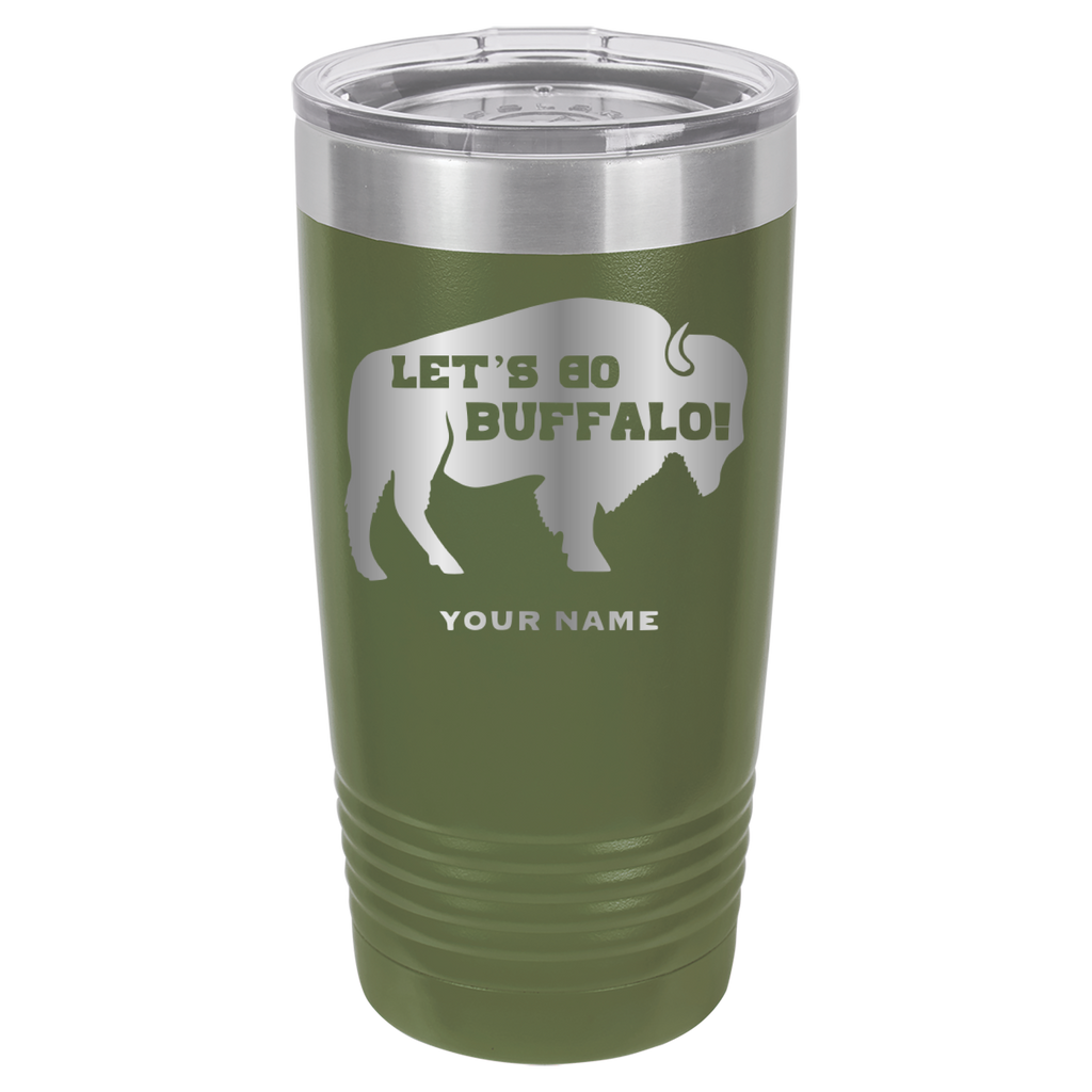 Let's Go Buffalo - 20oz Polar Camel Tumbler - Personalization Available - Buffalo Bills - Olive Green image