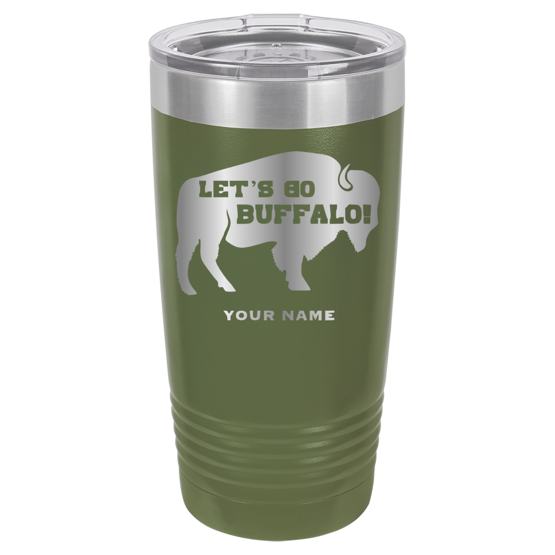Let's Go Buffalo - 20oz Polar Camel Tumbler - Personalization Available - Buffalo Bills - Olive Green image