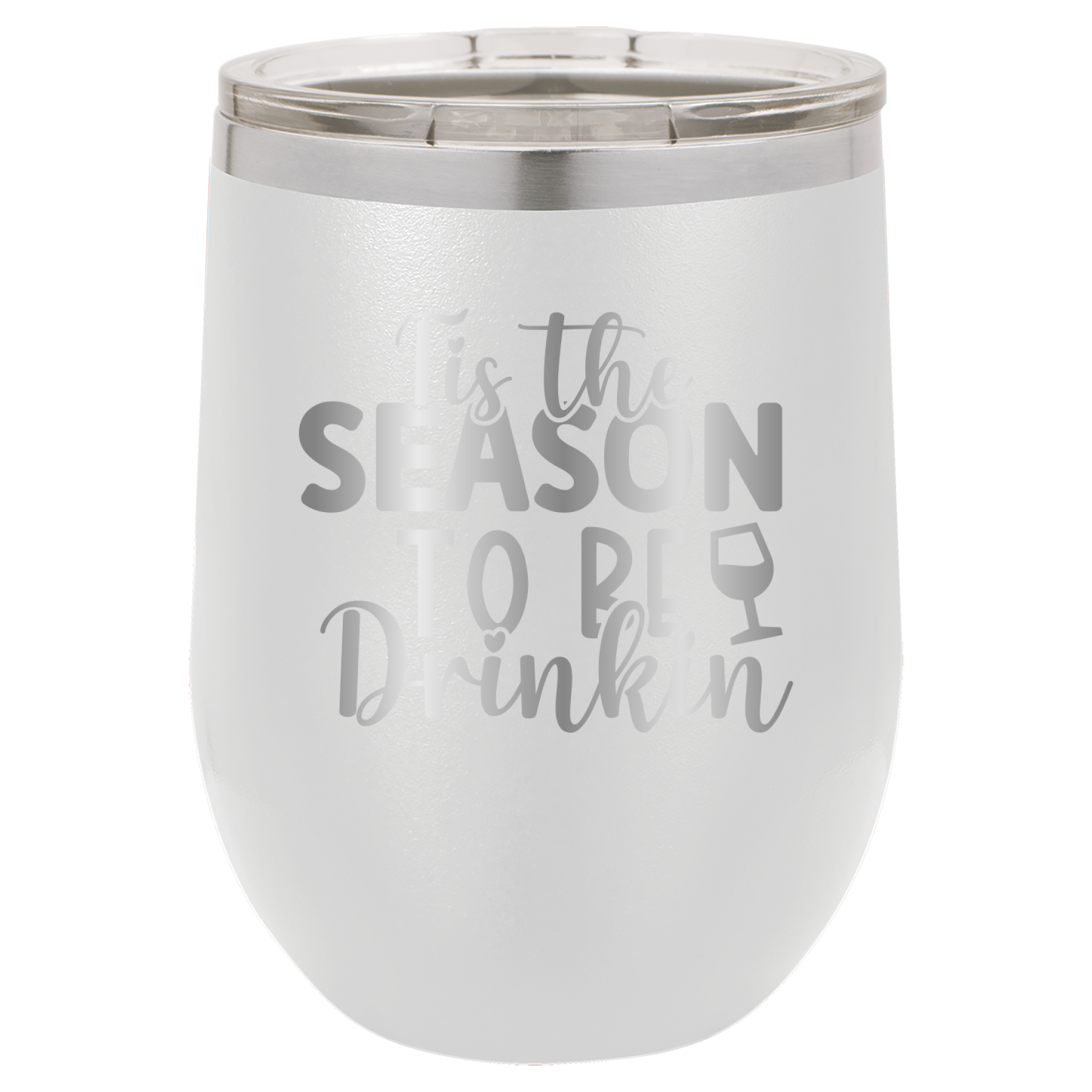 Tis The Season To Be Drinkin' - 12oz Polar Camel Wine Tumbler - White image