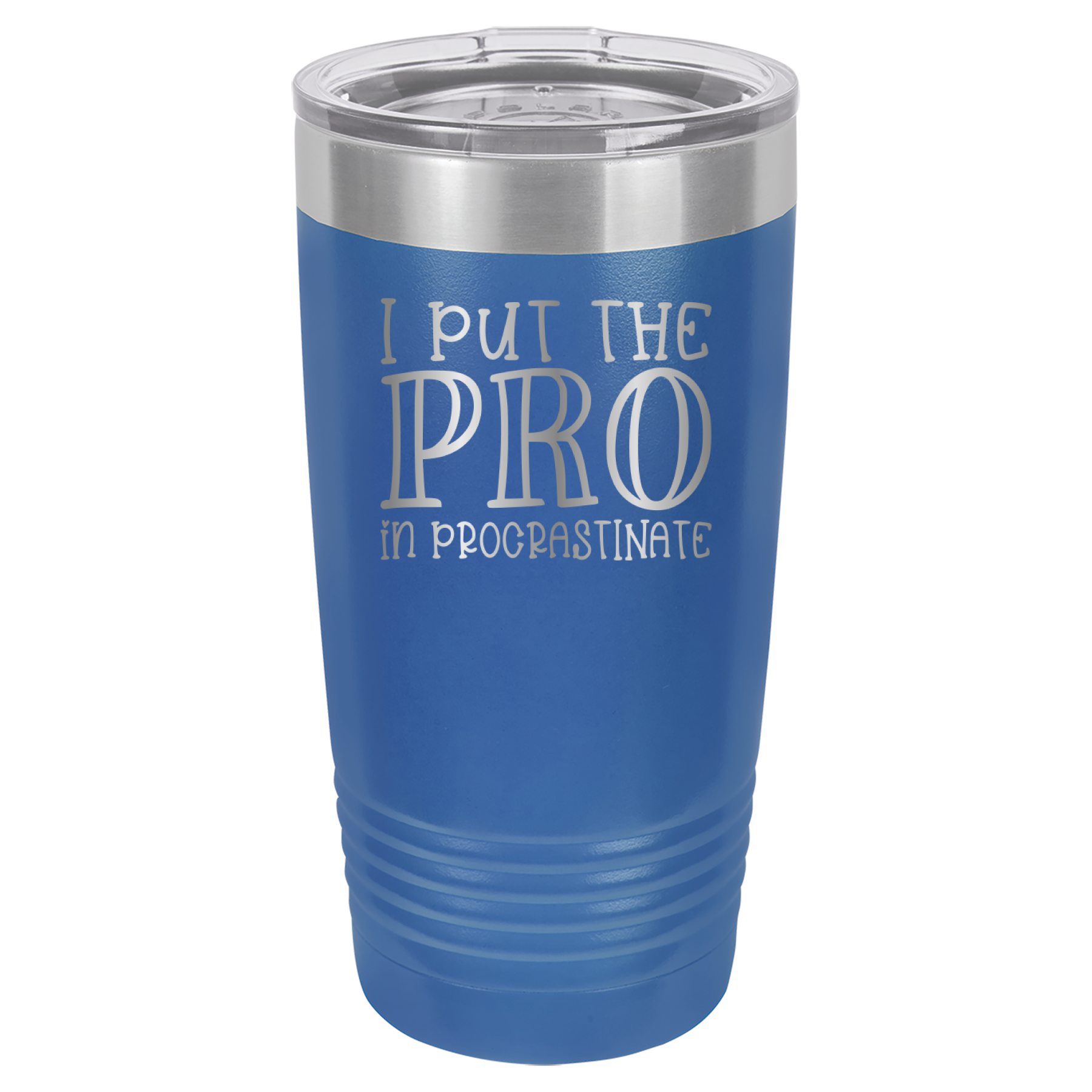 I Put the PRO in Procrastinate - Polar Camel 20oz Tumbler - Royal Blue image