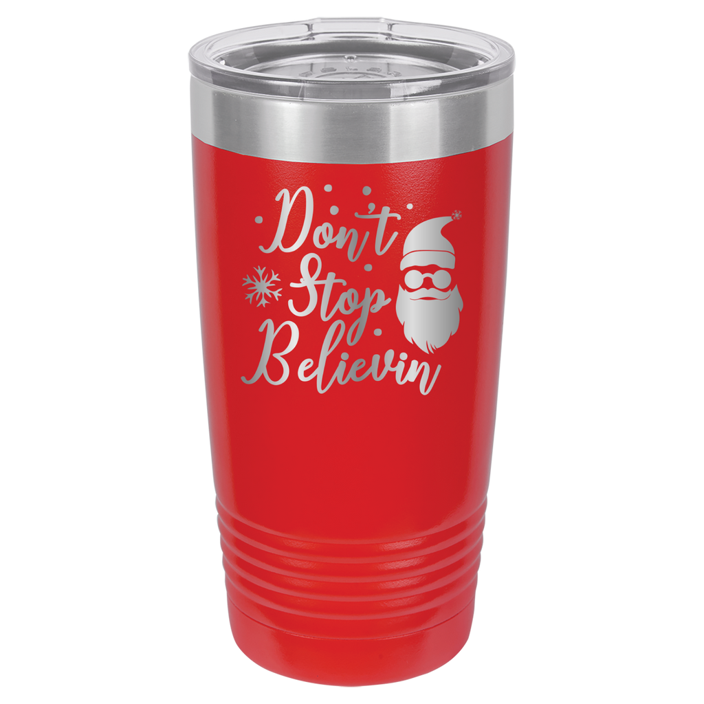 Don't Stop Believin - Santa Claus Christmas - 20oz Polar Camel Tumbler - Red image