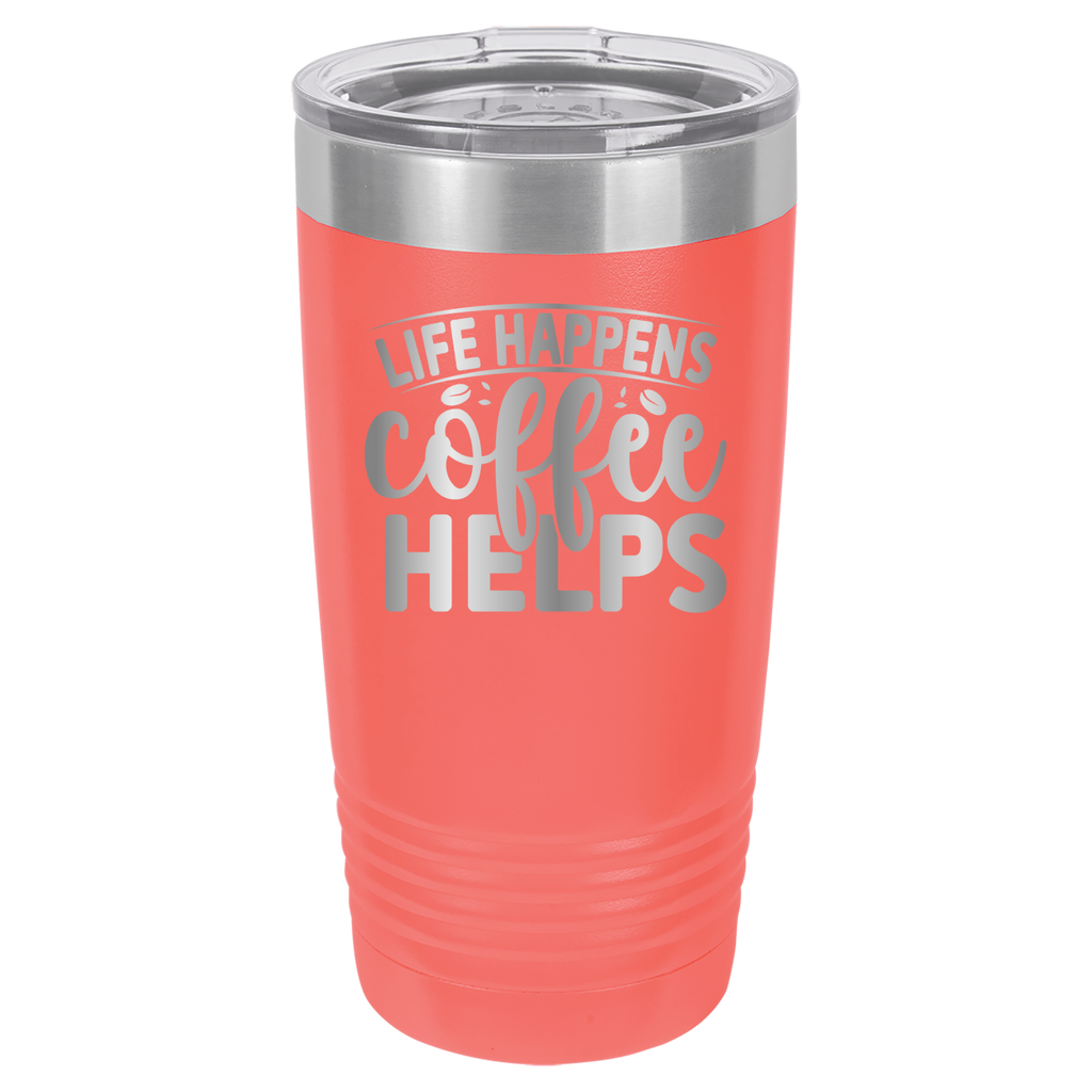 Life Happens Coffee Helps - 20oz Polar Camel Tumbler - Coral image