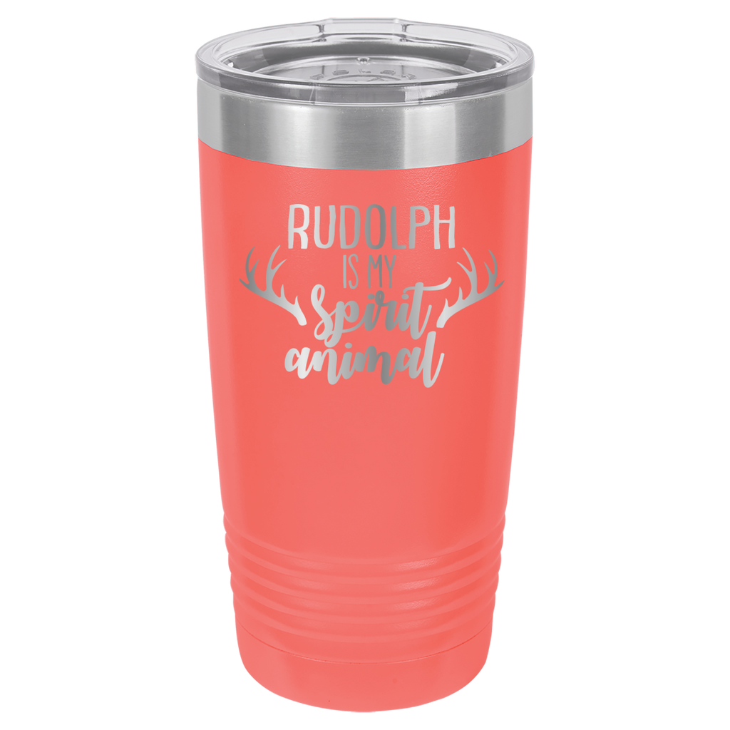 Rudolph Is My Spirit Animal - 20oz Polar Camel Tumbler - Coral image
