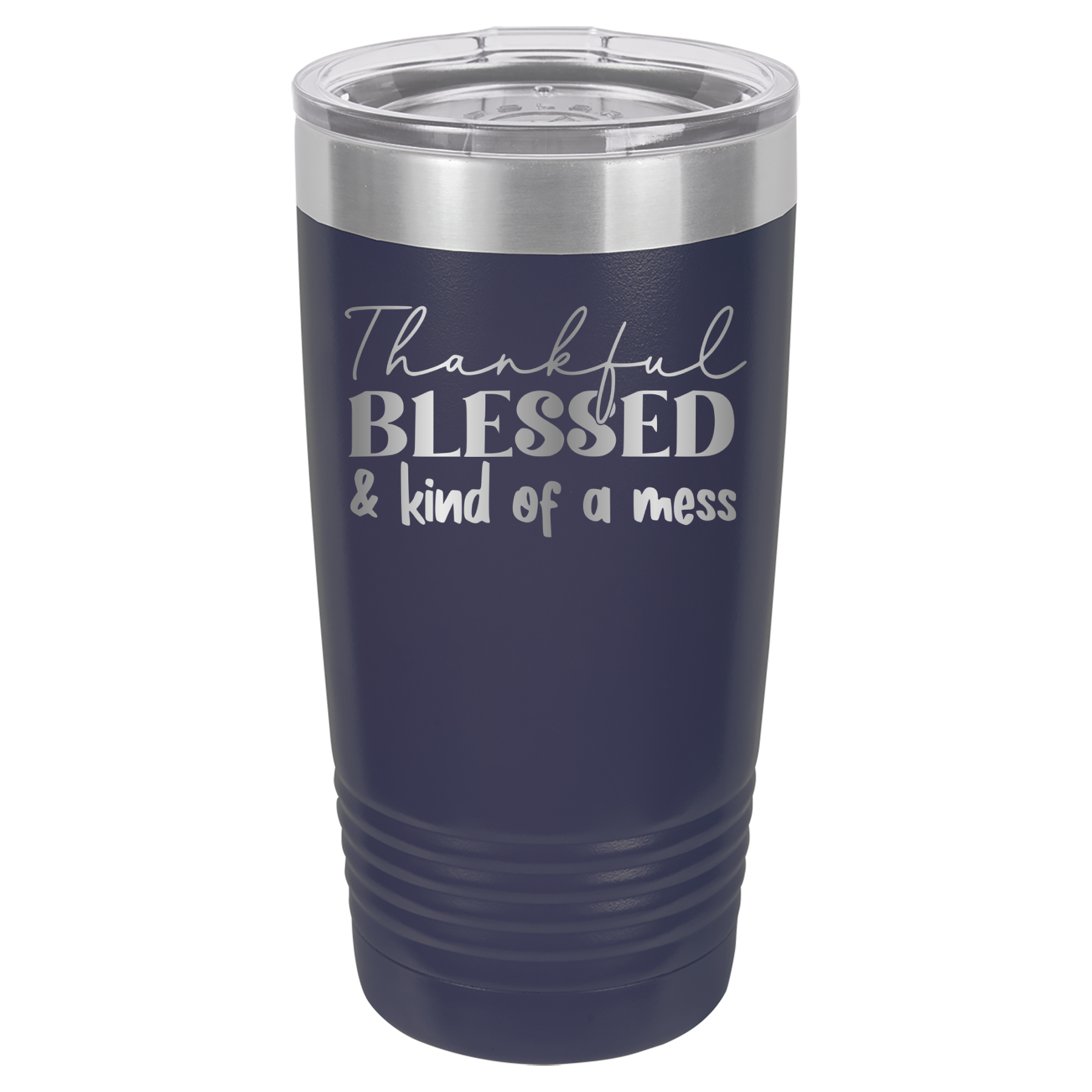 Thankful, Blessed, And Kind Of A Mess - 20oz Polar Camel Tumbler - Navy image