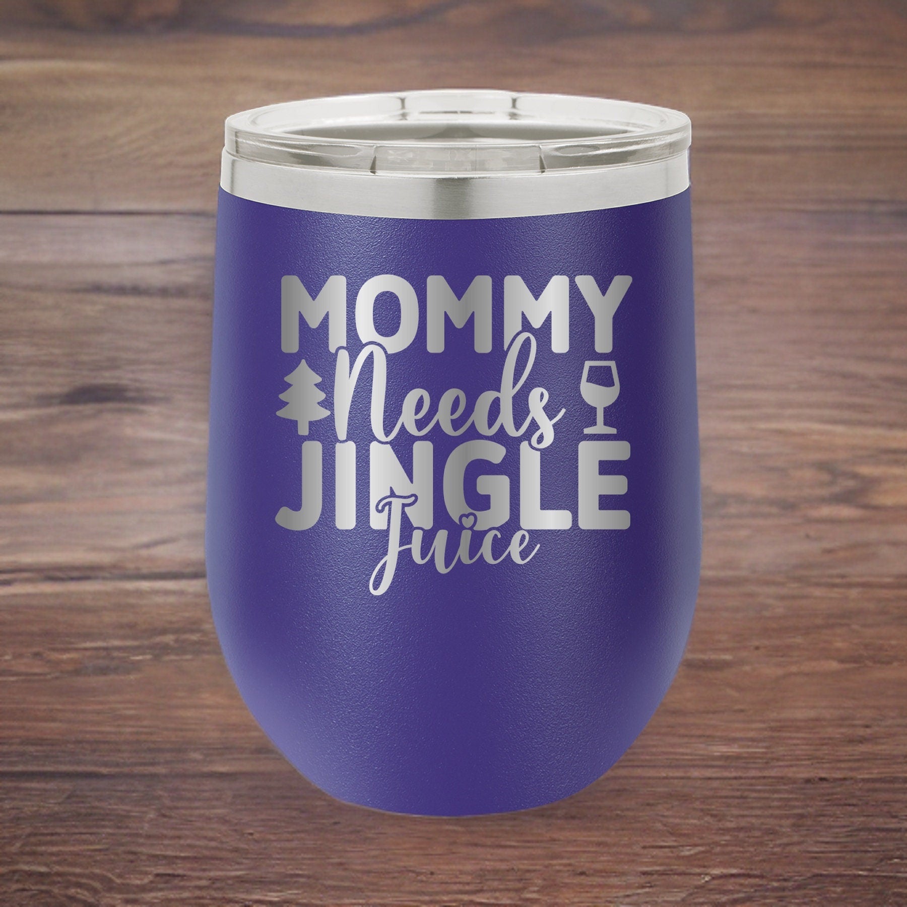 Mommy Needs Jingle Juice - 12oz Polar Camel Wine Tumbler - Festive Holiday Cheers!