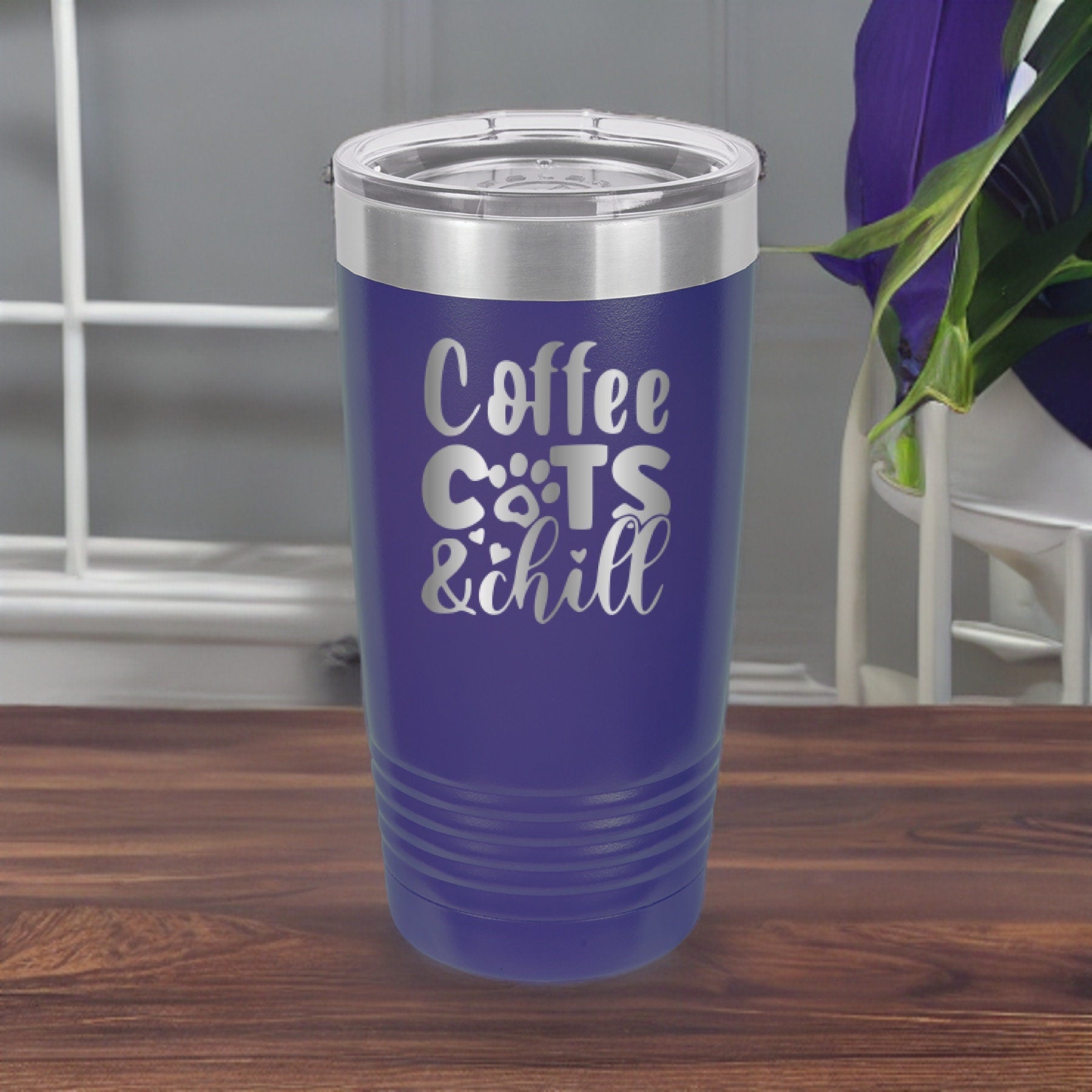 Coffee, Cats, And Chill - 20oz Polar Camel Tumbler - Cozy Moments with Your Feline Friend