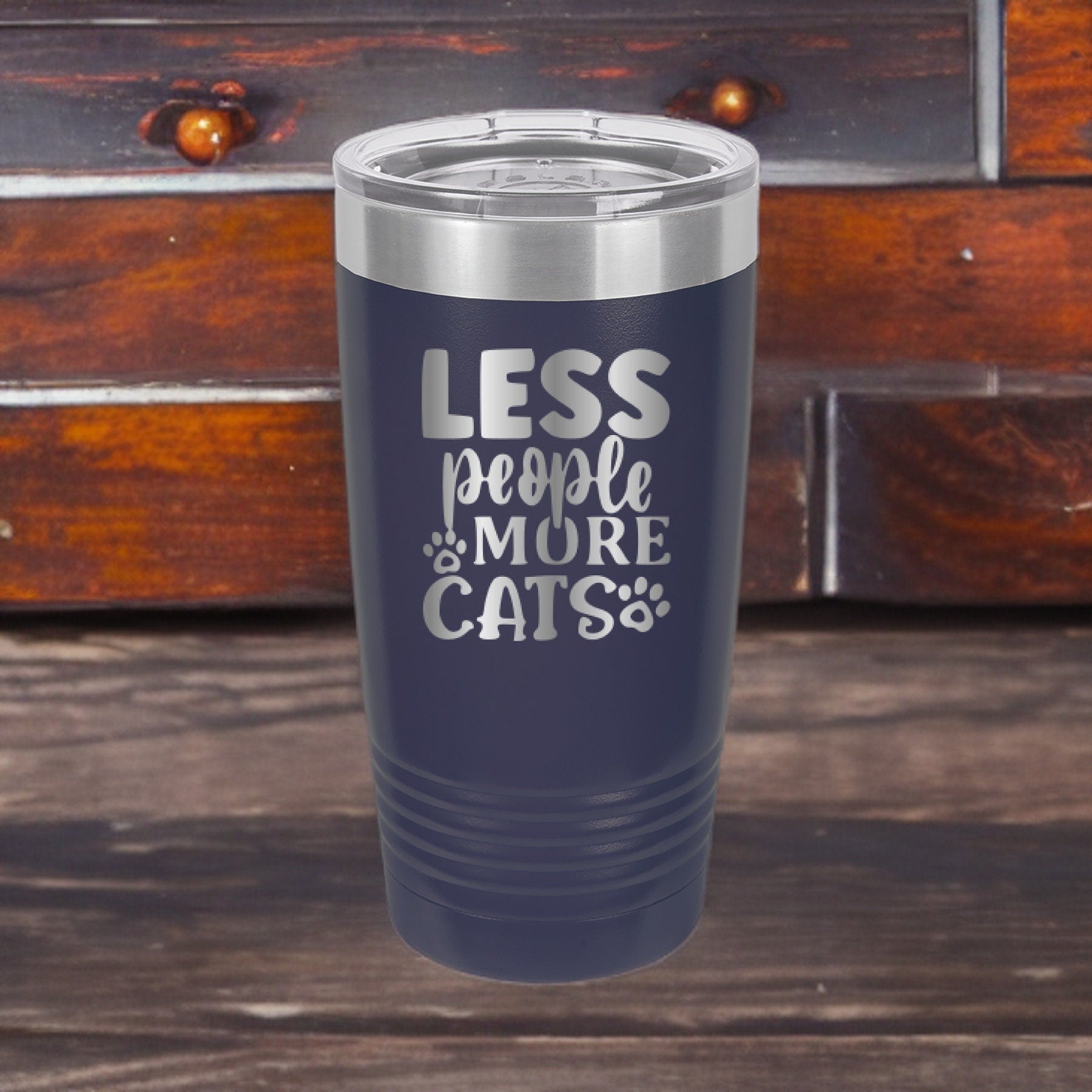 Less People, More Cats - 20oz Polar Camel Tumbler - Embrace the Feline Zen!