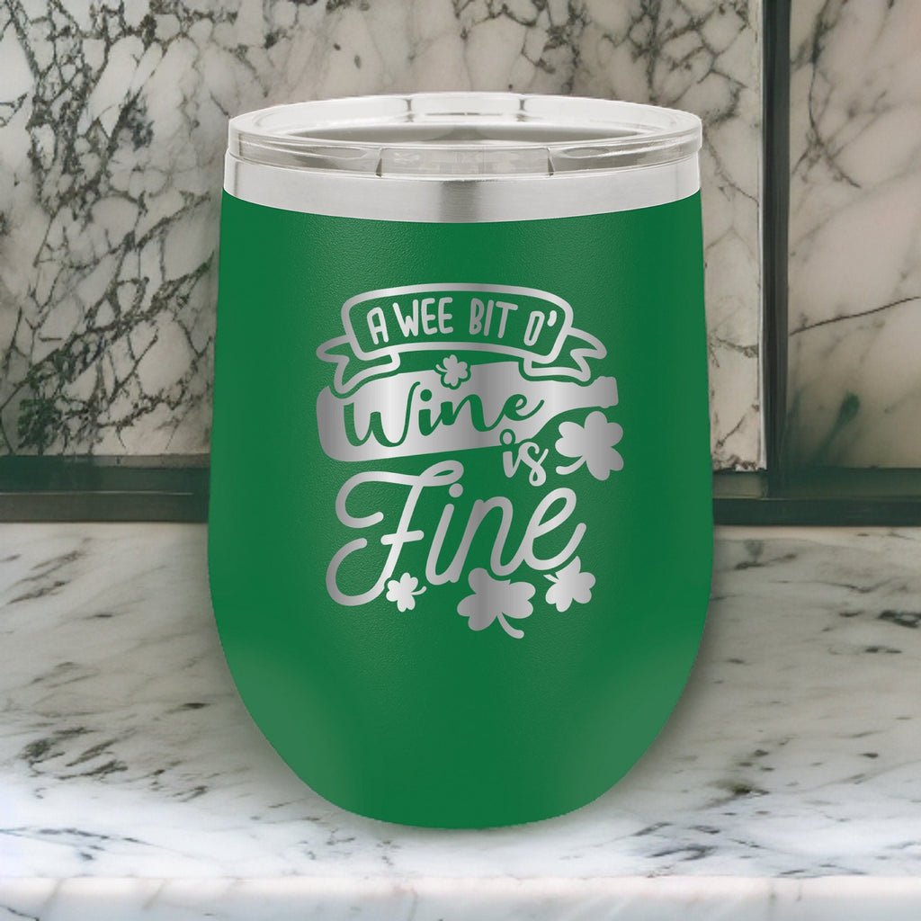 A Wee Bit of Wine - St. Patrick's Day Wine Tumbler - Polar Camel - Sip O' the Irish!