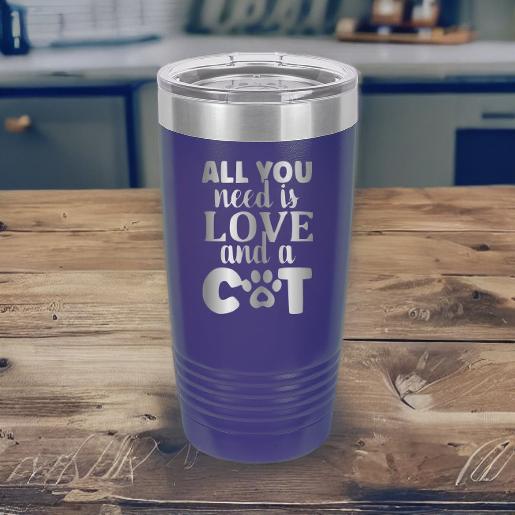 All You Need Is Love And A Cat - 20oz Polar Camel Tumbler - Cat Lover's Delight!