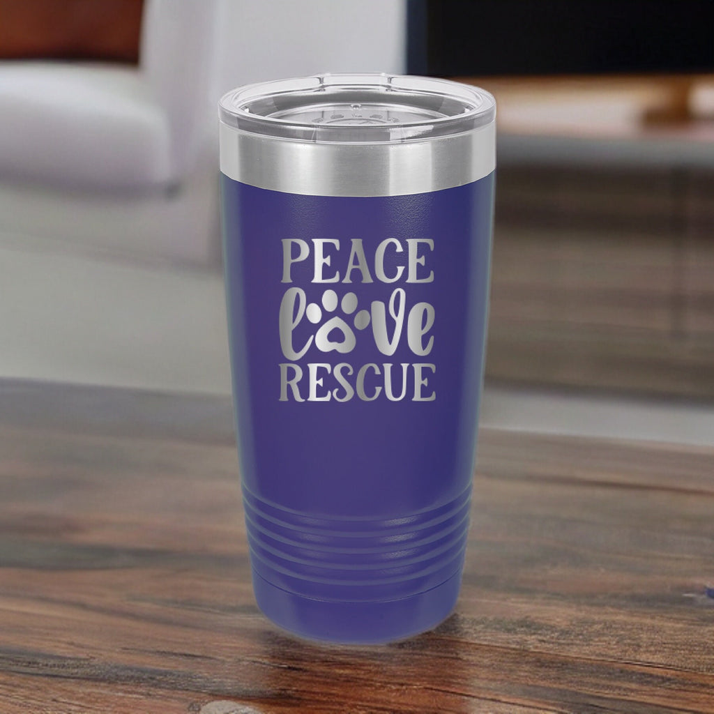 Peace, Love, Rescue - 20oz Polar Camel Tumbler - Sip with a Purpose!