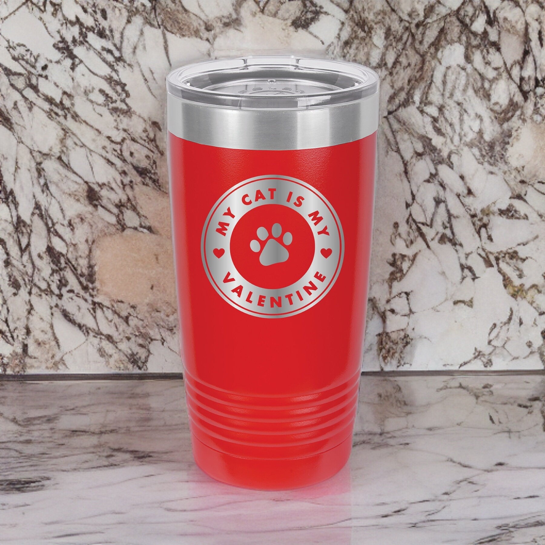 My Cat Is My Valentine - 20oz Polar Camel Tumbler - Sip Love Meow!