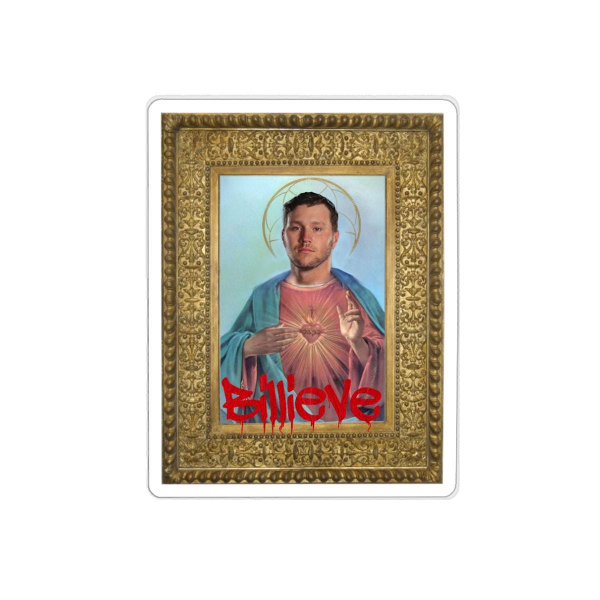 Graffitied Jesus Allen Art Sticker- Buffalo Bills Mafia