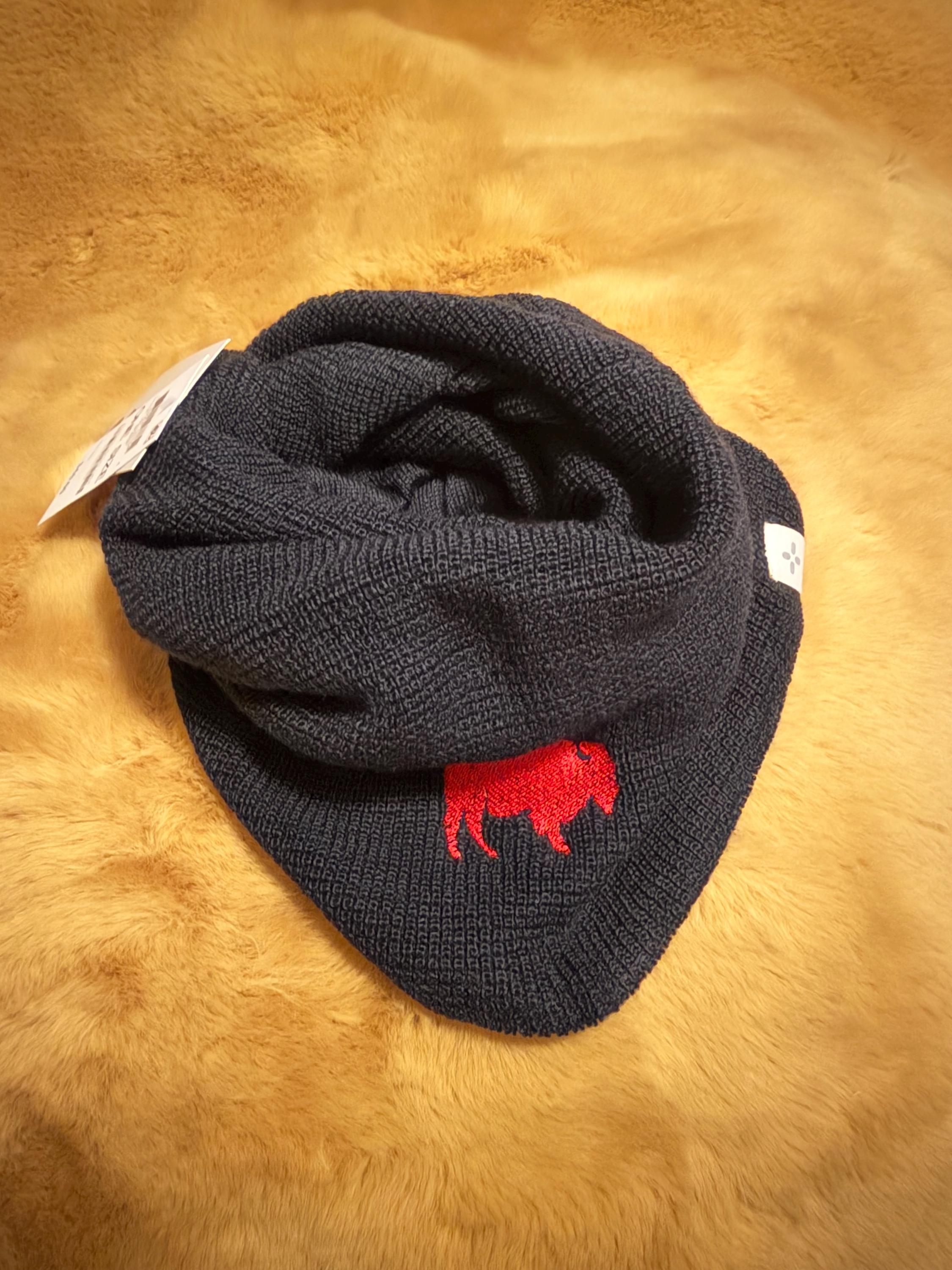 Buffalo, New York, Bills Mafia, Embroidered Buffalo Knit Acrylic Wool Gaiter Black OS